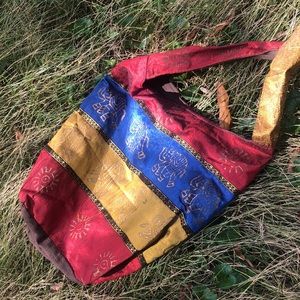 Indian patchwork crossbody bag with vibrant colors